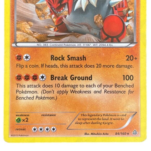 Groudon Pokémon Card Basic 130 HP 84/160 Holo Rare 2015 Excellent Condition - Picture 5 of 7